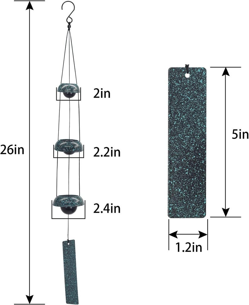 ASTARIN Temple Wind Chimes - Dark Atrovirens, 3 Bells, Feng Shui Home Yard Decoration, Memorial Gift for Peace Lovers - Image 3